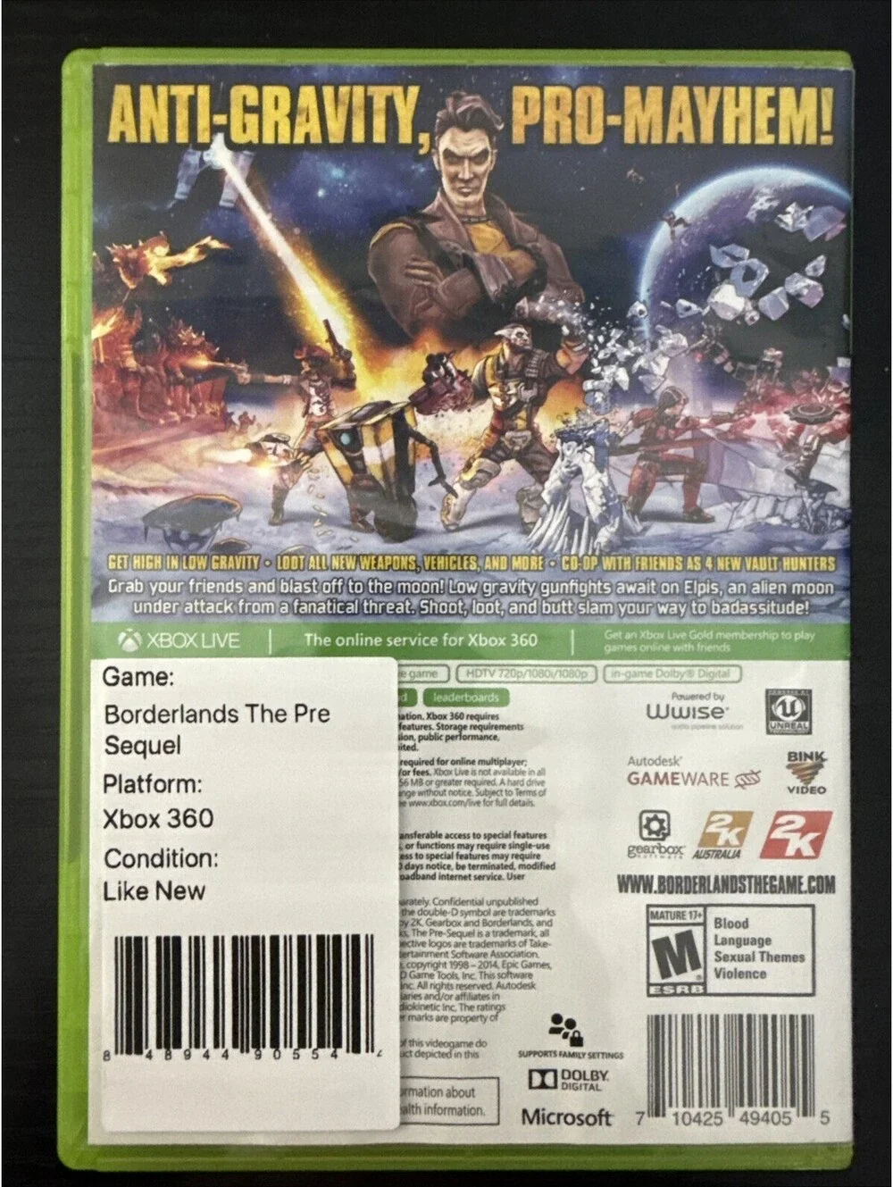 Borderlands: The Pre-Sequel (Microsoft Xbox 360, 2014)